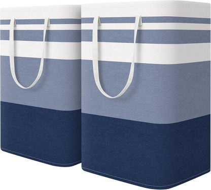 HomeHacks Large Waterproof Laundry Basket - Collapsible Tall Hamper with Extended Handles | 75L, Blue