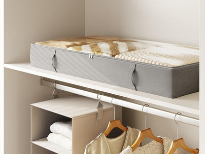 Vailando Under Bed Storage Containers, 6 Inches Tall Clothes Storage Box with Sturdy Handles, Foldable, Gray, 2-Pack