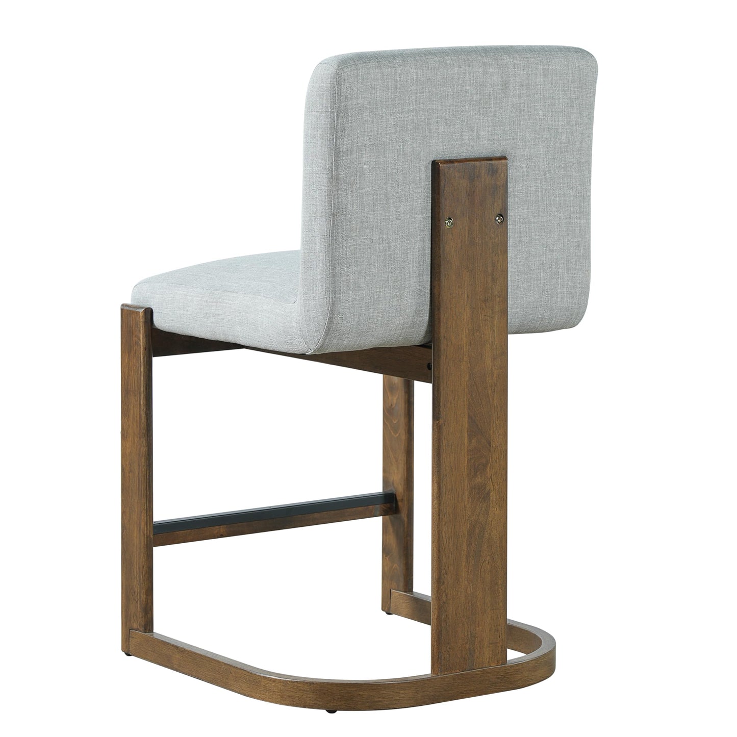 Christopher Knight Home Morant Counter Height Bar Stools Set of 2, 24" Wood Bar Stool for Kitchen Island, Modern Upholstered Kitchen Island Chairs with Wood Frame and Metal Footrest, Light Grey+Walnut
