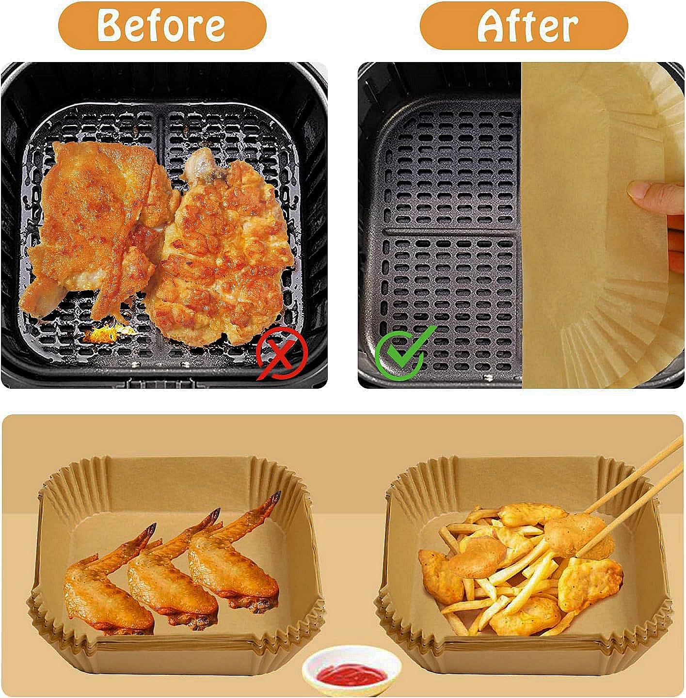 Small Air Fryer Liners Disposable Compatible with COSORI 2.1 Qt Air Fryer, 130 PCS Mini Air Fryer Liners Parchment Paper Baking Sheet for COSORI 2.1 Qt Accessories