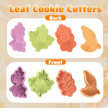 Yunko Cake Leaves Baking Pie Crust Cookie Cutters, Set of 4