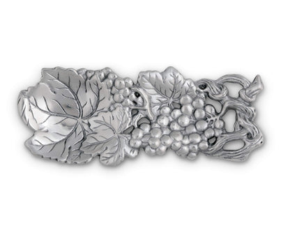 Arthur Court Grape Pattern Spoon Rest - Aluminum Metal Decorative - Holder for Kitchen, Spatula Ladle, Brush and Other Cooking Utensils 8.5 inch x 3.5 inch