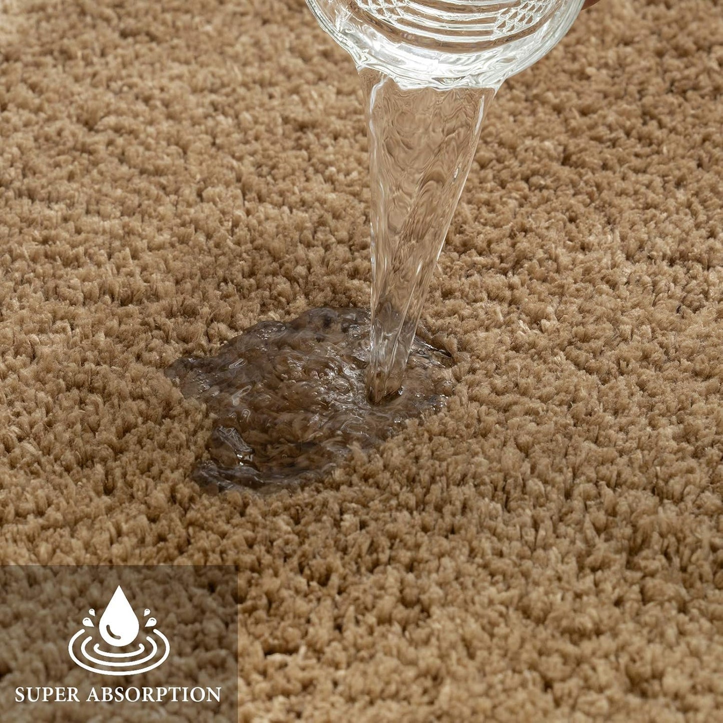 MIULEE Non Slip Bathroom Rug Bath Mats, 20x30 Light Brown, Absorbent Thick Soft Microfiber, Machine Washable