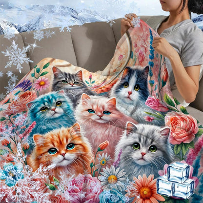 Mirelido Warrior Cat Quilt Throw Blanket with Cats Lovers Flannel Throw Blanket Merchandise Four Seasons Family Universal for All Seasons Living Bed Room Couch Picnic 50x40 Inch (Cat)