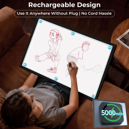 Bylitodt Rechargeable A2 Extra Large Light Board for Diamond Painting, Magnetic Copy Pad with Side Button, 3Color Modes 25.2 "x 18.4" LED Light Box for Tracing and Drawing, Sketching, Weeding Vinyl