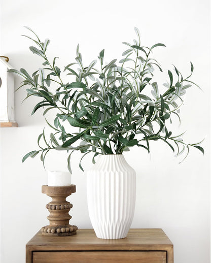 FiveSeasonStuff Lifelike Olive Branches - Premium 30-inch Faux Greenery with Realistic Leaves for Home and Events