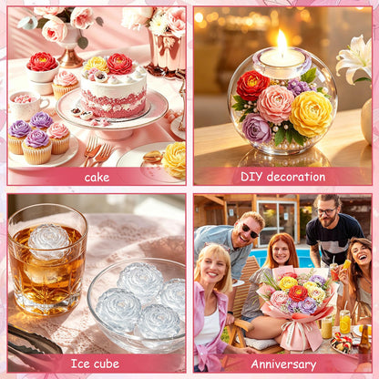 ZWLIYCHN Peony Candle Mold 2Pcs 3D Peony Flower Silicone Molds Floral Silicone Mold Peony Fondant Cake Decoration Mold for Cupcake Jelly Chocolate Candy Soap Ice Cube Epoxy Casting Resin Craft Mould