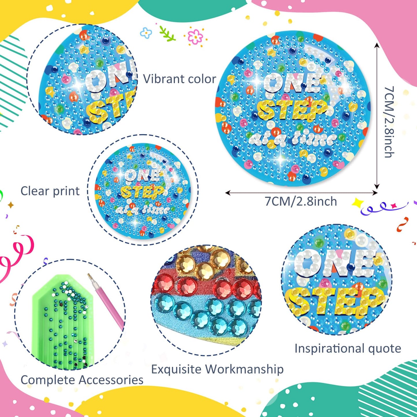 Relaxweex 16 Pcs Diamond Inspirational Refrigerator Magnets Gifts Diamond Motivational Painting Refrigerator Magnets DIY Positive Affirmation Emblems Gifts for Adults Locker Whiteboard Home Crafts