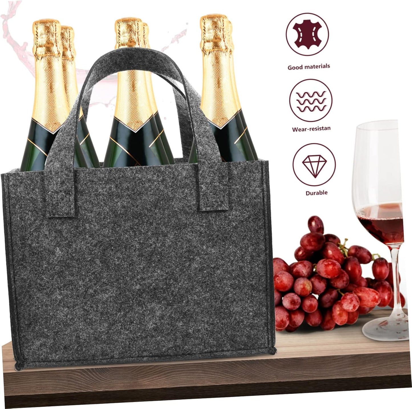 Wine Bag Tote, Portable Coolers Felt Wine Carrier Tote Bag, Reusable Wine Purse for Carrying Bottles