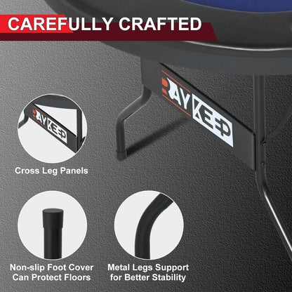 RAYKEEP 10 Player Poker Table Foldable, 84" Portable Casino Leisure Texas Holdem Table, Folding Game Table with Padded Rails and Cup Holders for Texas Card, Blackjack Board Game(Black)