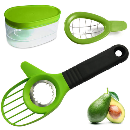 Avocado Slicer 3 Piece Set - Avocado Slicer Tool, Cutter, Knife, Peeler, Pitter, Cuber, Dicer & Avocado Keeper For Everything That You Will Ever Need For Your Avocados