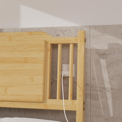 COMASACH Full Size Bed Frame with Headboard, 14 Inch Full Bamboo Wood Platform Bed, Heavy Duty Metal Slat Support, No Box Spring Needed, Easy Assembly