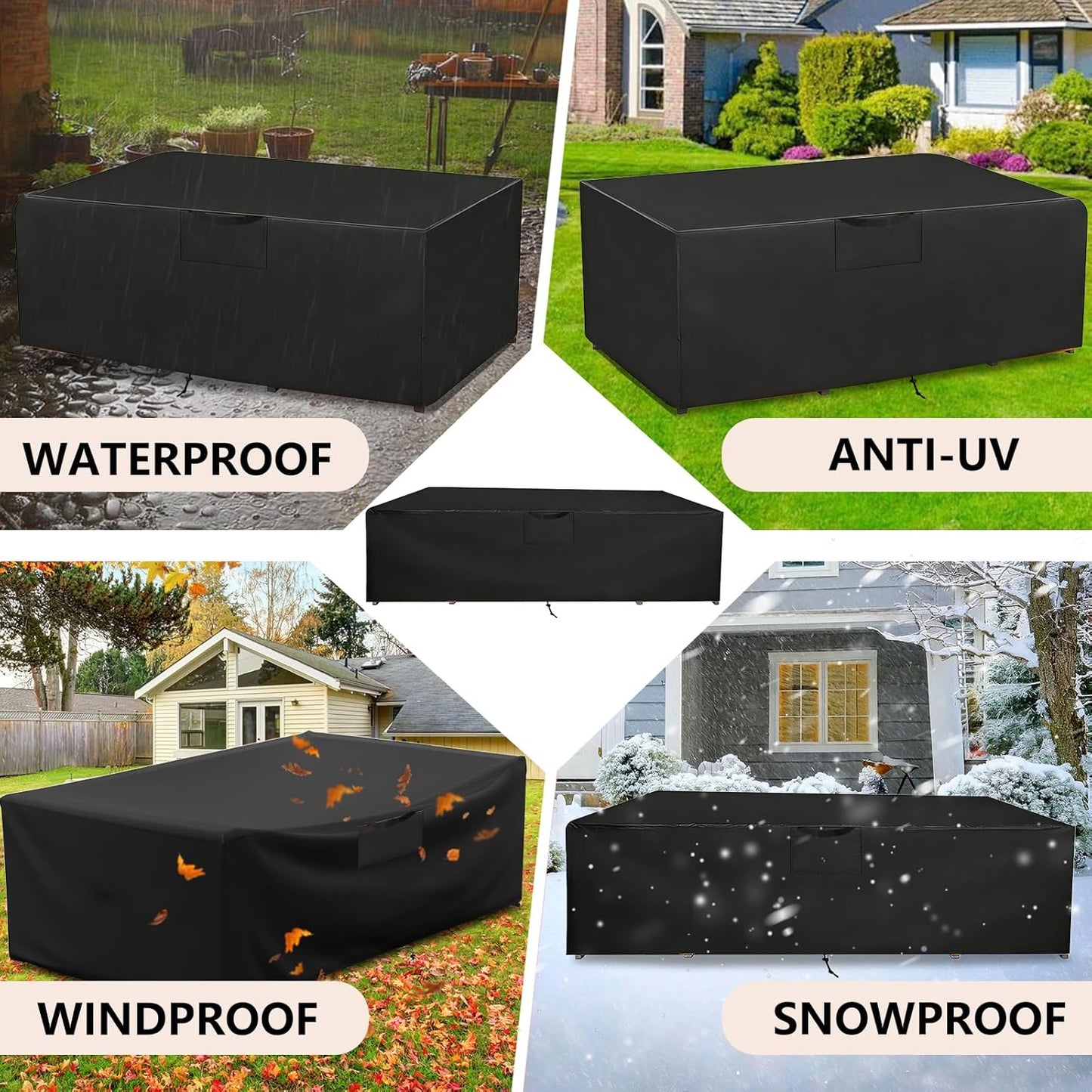 GardenCover 96" 48" 28" 8-10 Patio Furniture Cover L x W x H - Heavy Duty Outdoor Patio Table & Chair Cover, Waterproof