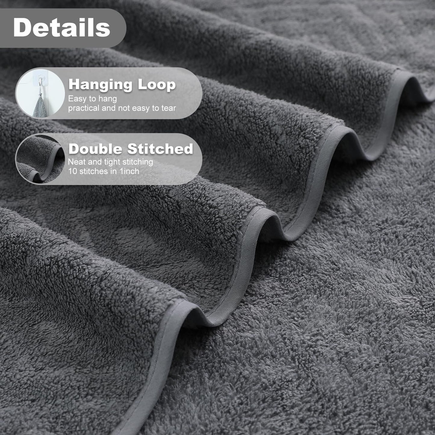 Smuge 18-Piece Bath Towel Set, Include 6 Bath Towel Sheets, 6 Hand Towels and 6 Washcloths - Highly Absorbent Quick Dry 100% Microfiber,Ultra Soft Bathroom Towel Set (Dark Gray)