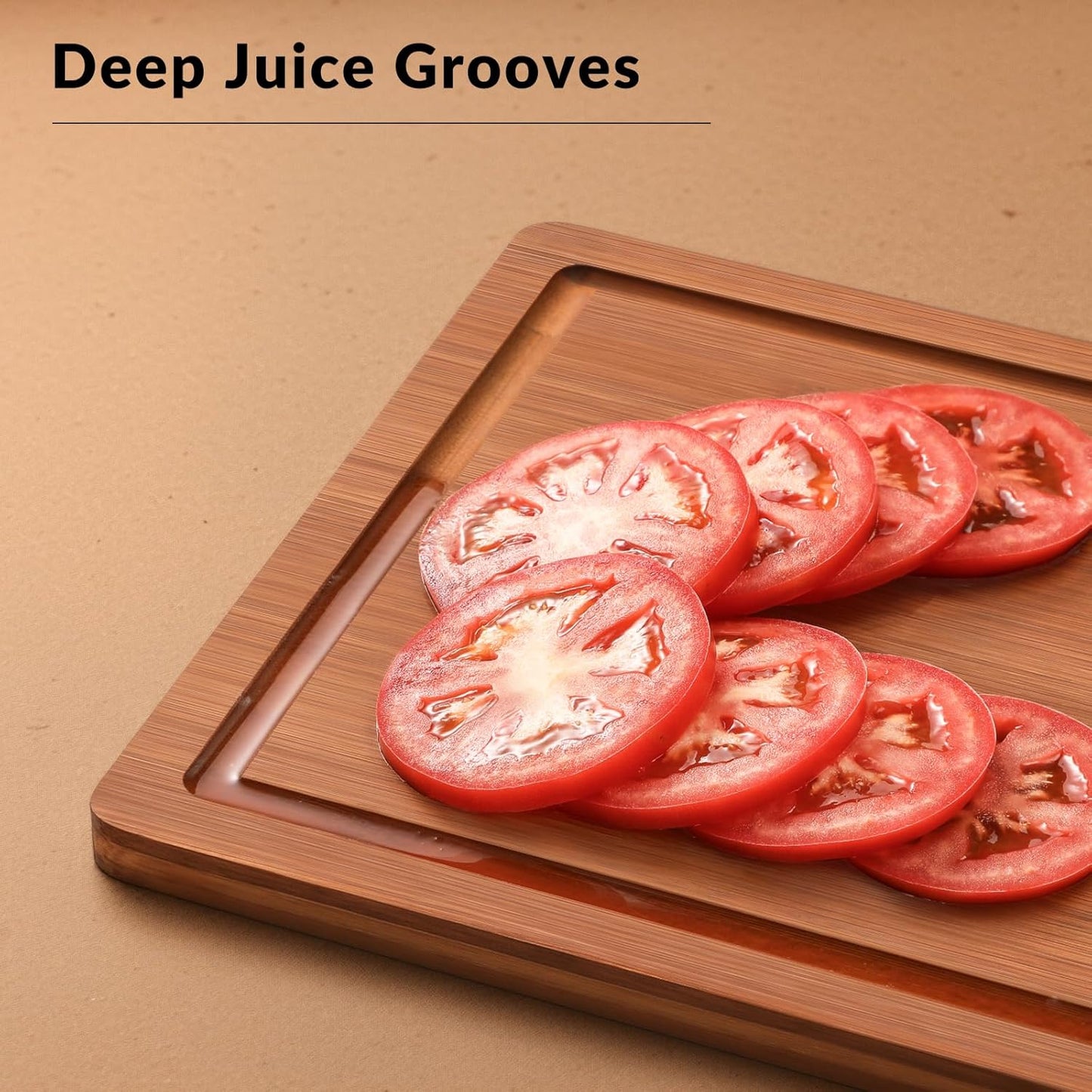 Snuvid Set 3, Bamboo Cutting Board of Wood Cutting Boards for Kitchen with Juice Grooves, Durable Chopping Board