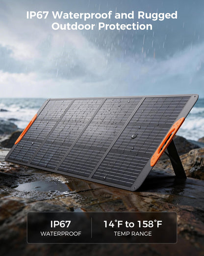 ZOUPW 200W Portable Solar Panel for Power Station,23.5% Efficiency Mono Foldable Solar Charger with 4 Kickstands for Jackery 1000 V2/Bluetti/EcoFlow/Anker,IP67 Waterproof for Camping RV Power Backup