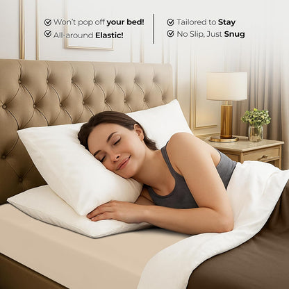 Utopia Bedding Full Fitted Sheet - Soft Microfiber - Deep Pocket - Fade Resistant - Beige