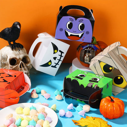 Funrous 18 Pcs Halloween Party Treat Boxes, Happy Halloween Goodie Candy Treat Present Boxes Pumpkin Ghost Treat or Trick Favor Boxes for Kids School Classroom Halloween Party Decoration Supplies