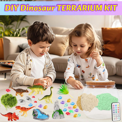 Hannstar Dinosaur Toys-Light Up Terrarium Kit for Kids, Night-Light DIY Dino Toys for Boys Ages 4 5 6 7 8-12, Birthday Easter Gifts for Boys, Arts and Crafts Kit for Kids