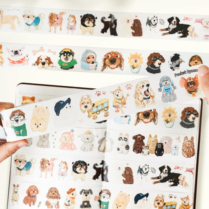 WT Tail Waggers Washi Tape Sticker Set, 4 Rolls, Original Designs, Cute Pet-Themed Decorative Tape for Scrapbooking, Journaling, Planners & DIY Crafts