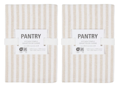 KAF Home Premium Kitchen Towels (18" x 28"), Large 100% Cotton, Flat & Terry Absorbent Dish Towel Set (Beige, 18 x 28-6 Pack)