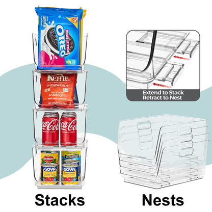 Sorbus Stackable Storage Bins Open Front - Pantry Bins for Storage and Organization for Kitchen - Clear Pantry Organizer Bins (Medium 4 Pack)