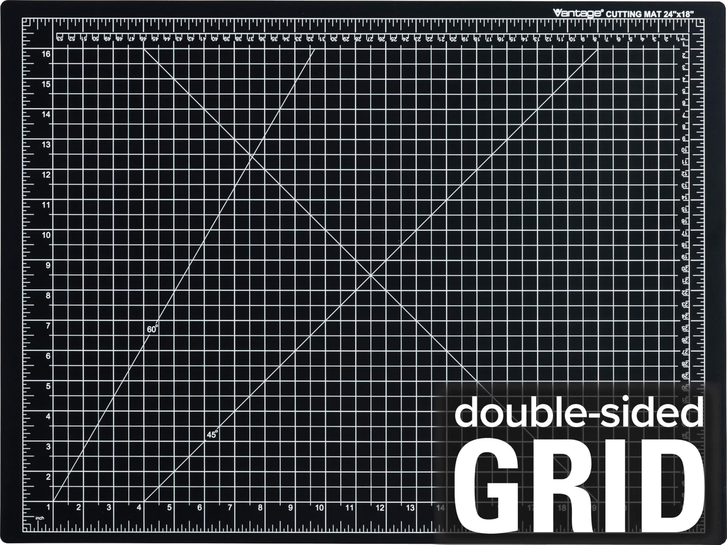 Dahle Vantage 10792 Double-Sided Premium Self-Healing Cutting Mat, 18"x24", 1/2" Grid, 5 Layers for Max Healing, Perfect for Crafts & Sewing, Black