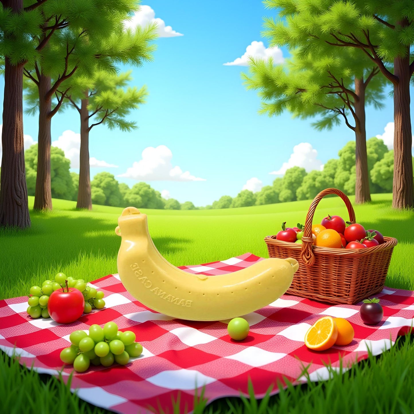 Rosojodg Yellow Cute Banana Storage BPA-Free Outdoor Travel Case,Box Holder Case Keep Fresh Banana Keeper and Protector, Banana Carrier Storage Box for Picnic Camping,Container Sets Food Containers