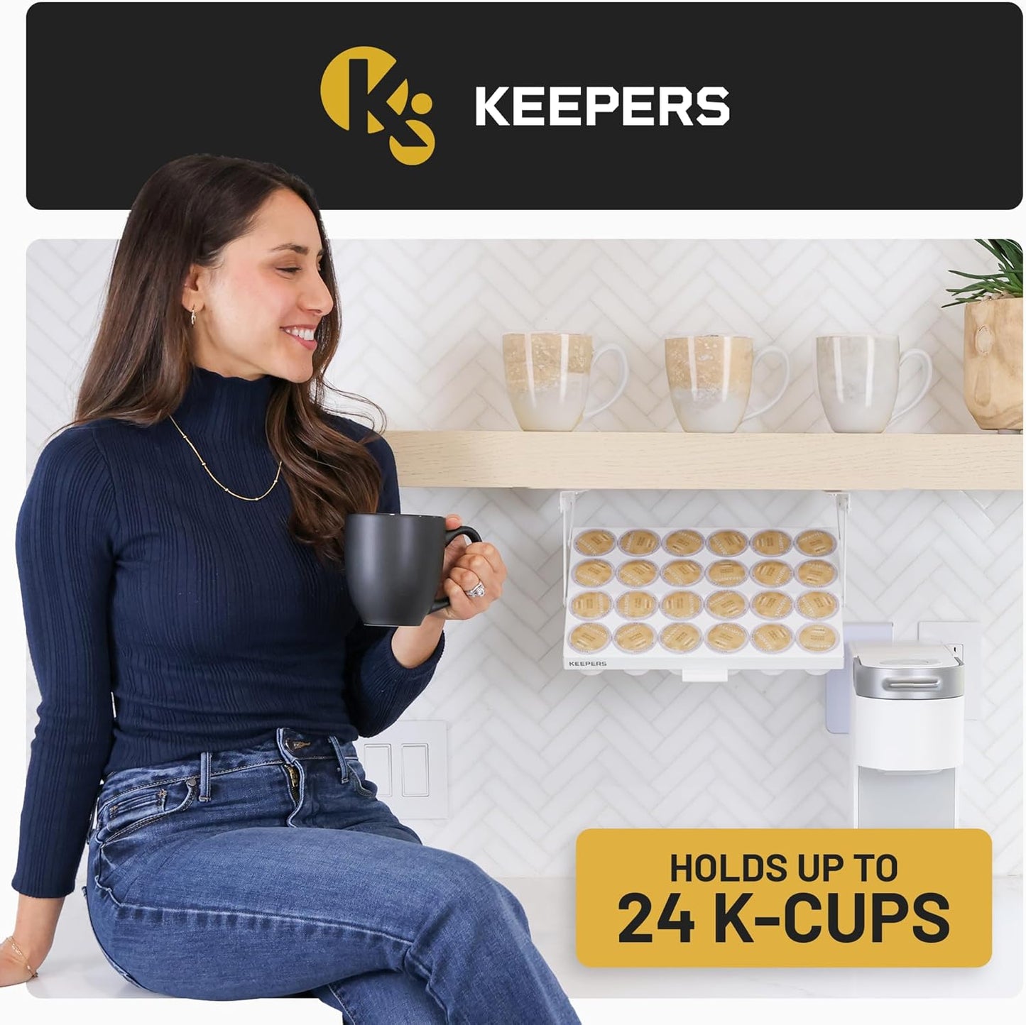 24 COFFEEKEEPERS KEEPERS Under Cabinet K Cup Holder with Swing-Down Access Space-Saving Coffee Pod Holder and K Cup