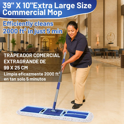 EHADOO 36" Commercial Dust Mop: Dry Dust Broom for Hardwood Floors Cleaning - 2 Mop Pads 59" Long Handle Heavy Duty Frame - Industrial Professional Cleaning Supplies for Hotel Warehouse School Janitor