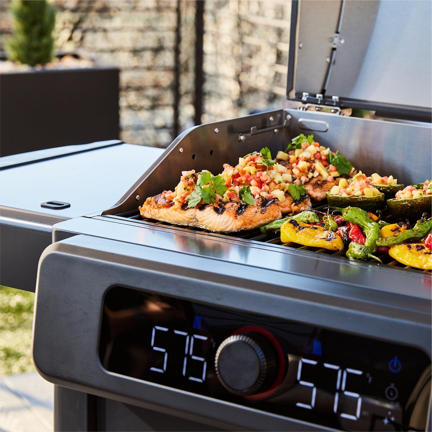 Current® Model G Dual Zone Grill, Smart Electric Outdoor Grill with 200-700°F Range for Searing & Roasting, Digital Precision, Independent Heat Zones, Apartment-Friendly & Weather-Resistant, Slate