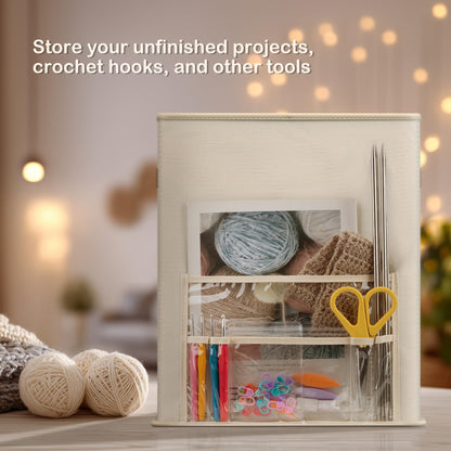 Temlum Yarn Storage Organizer with 3 Stackable Trays, Large Yarn Storage Container with Adjustable Dividers Crochet Storage for Yarns, Crochet Hooks, Knitting Needles, Crochet Accessories