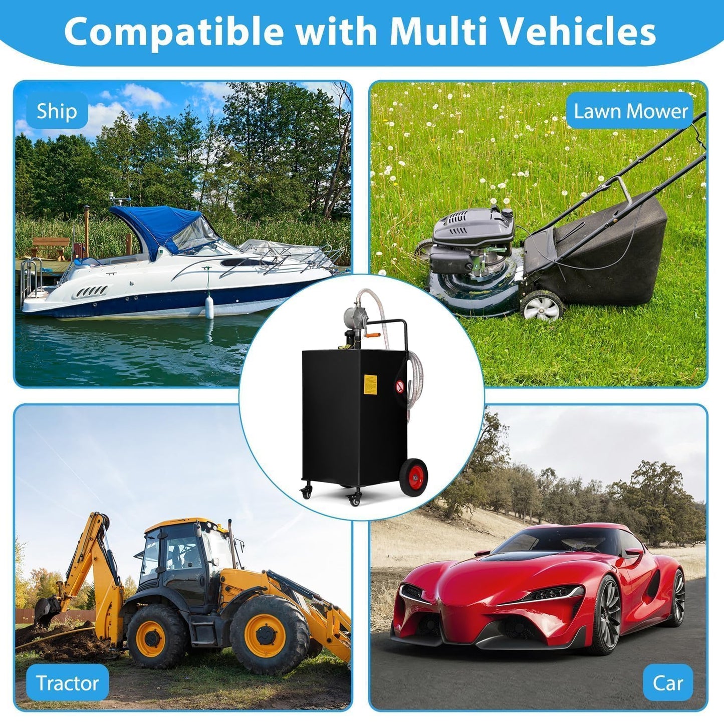 40 Gallon Fuel Caddy with Manual Pump, Heavy Duty Portable Gas & Diesel Transfer Tank on 4 Wheels, Spill-Proof Container for Truck, Tractor, Boat, ATV, Farm,Orange
