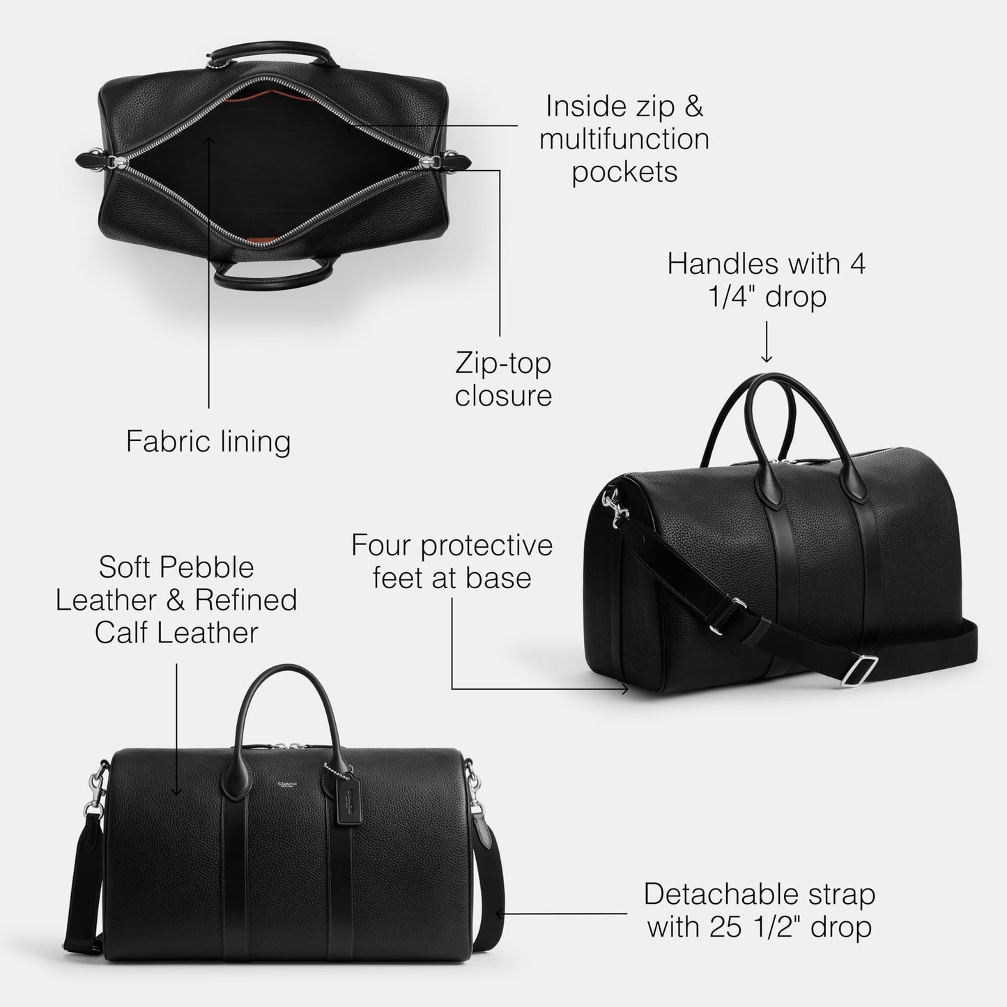 Coach Men's Compass Bag 45, Black, One Size