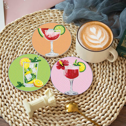 Dlylust 8 PCS Cocktail Diamond Art Coasters Kits, Diamond Painting Coasters with Holder Set of 8, DIY Drink Art Crafts Supplies for Adults Cup Mat House Warming Gifts Non-Slip 3.9inch