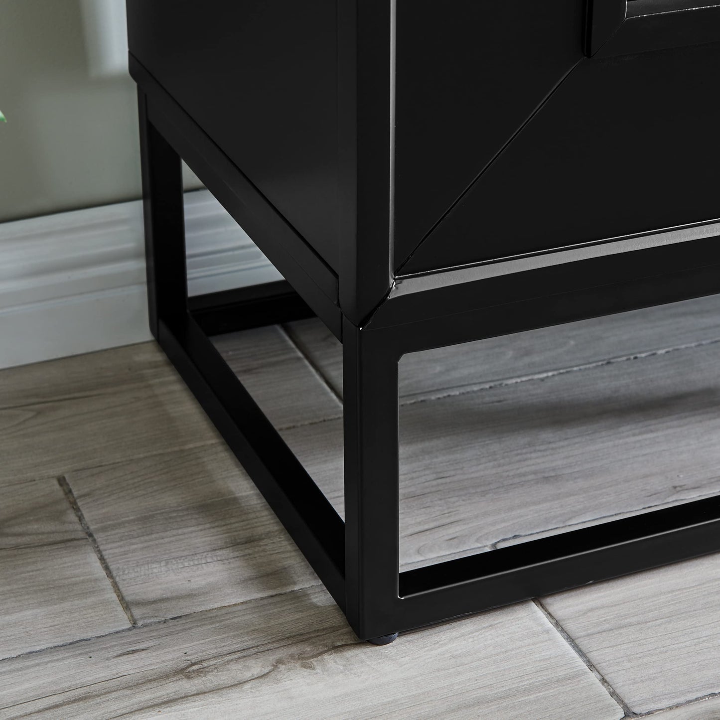 SEI Furniture - Holly & Martin Frescan Contemporary Touch Screen Electric Fireplace - Modern Design, Black Glass and Wood - Ideal for Living Room, Bedroom (FR1063059)