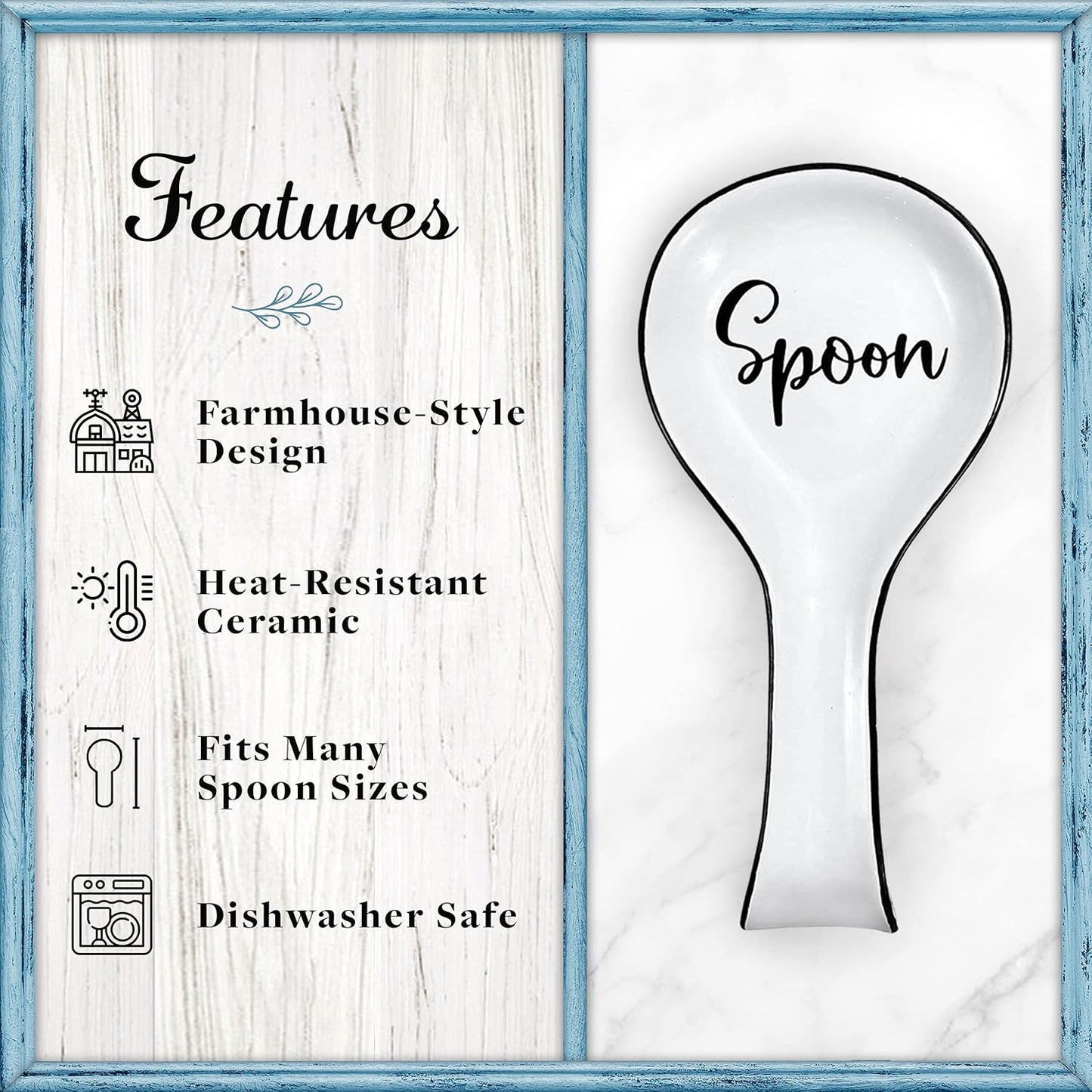 Home Acre Designs Spoon Rest for Kitchen Counter, White Ceramic Spoon Holder for Cooking & Counter Protection