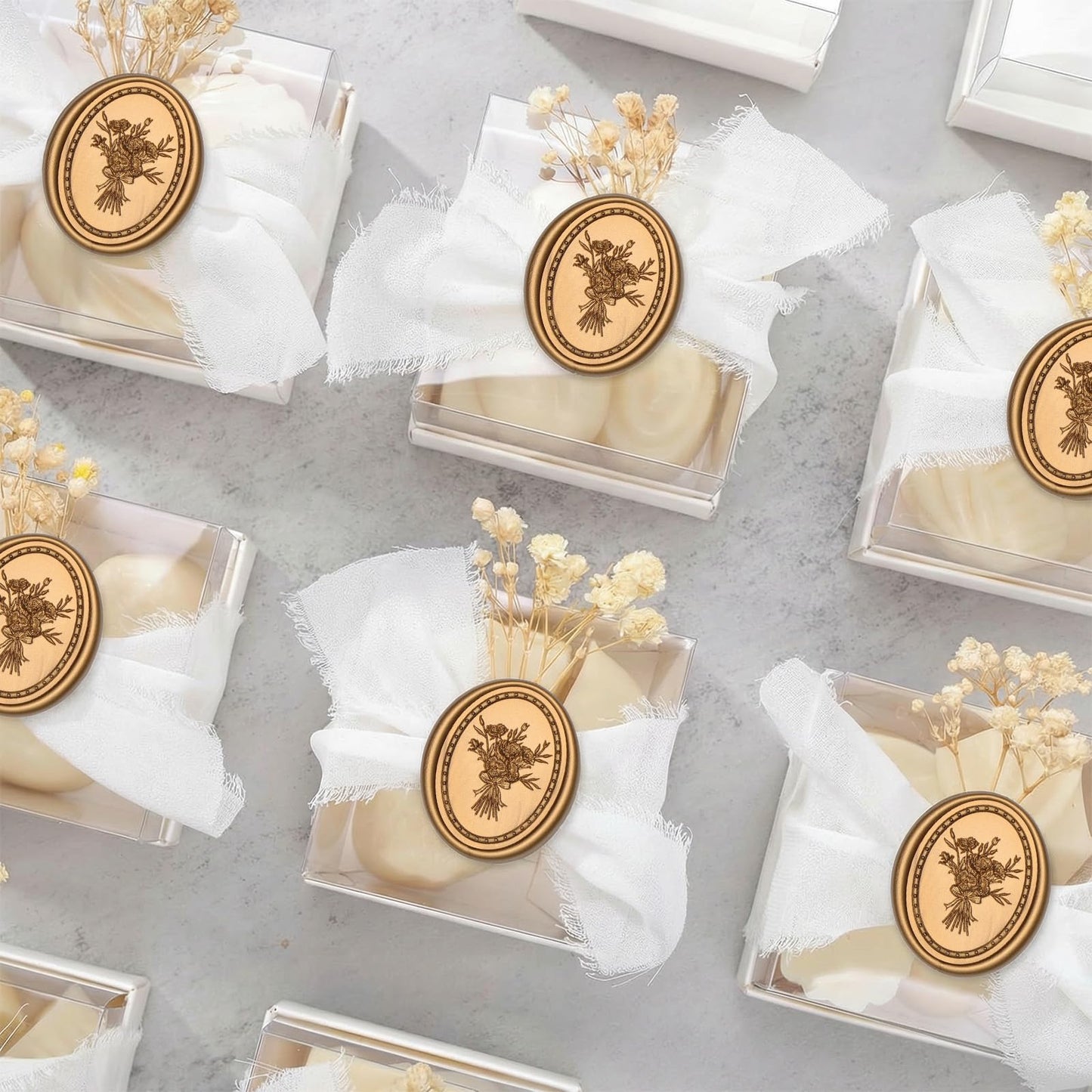 UNIQOOO Wax Seal Stickers -Vintage Photo Frame Floral Bouquet Wedding Invitation Envelope Seal Stickers, 50 Pcs Self-Adhesive Antique Gold Stickers, Perfect for Invitation, Christmas, Gift Wrapping