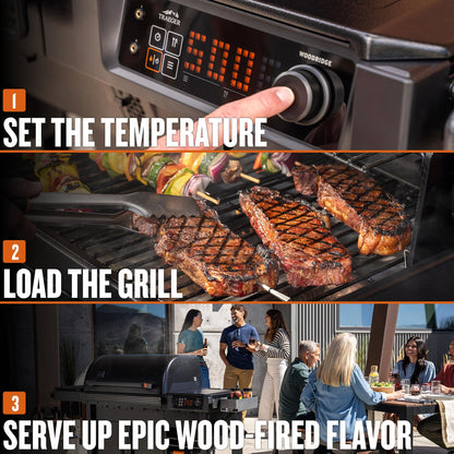 Traeger Grills Woodridge Pro Electric Wood Pellet Grill and Smoker, 970 Sq. In., Outdoor Pellet Smoker Grill with Digital Sensor and Side Shelf, Wi-FIRE Technology, Super Smoke Mode, TFB97JLH