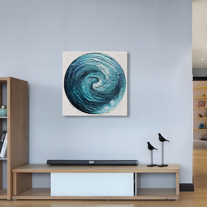 Diathou Art Hand-painted blue gradient texture oil painting in modern abstract style, artistic decoration for the office wall of furniture, 24x24 inches
