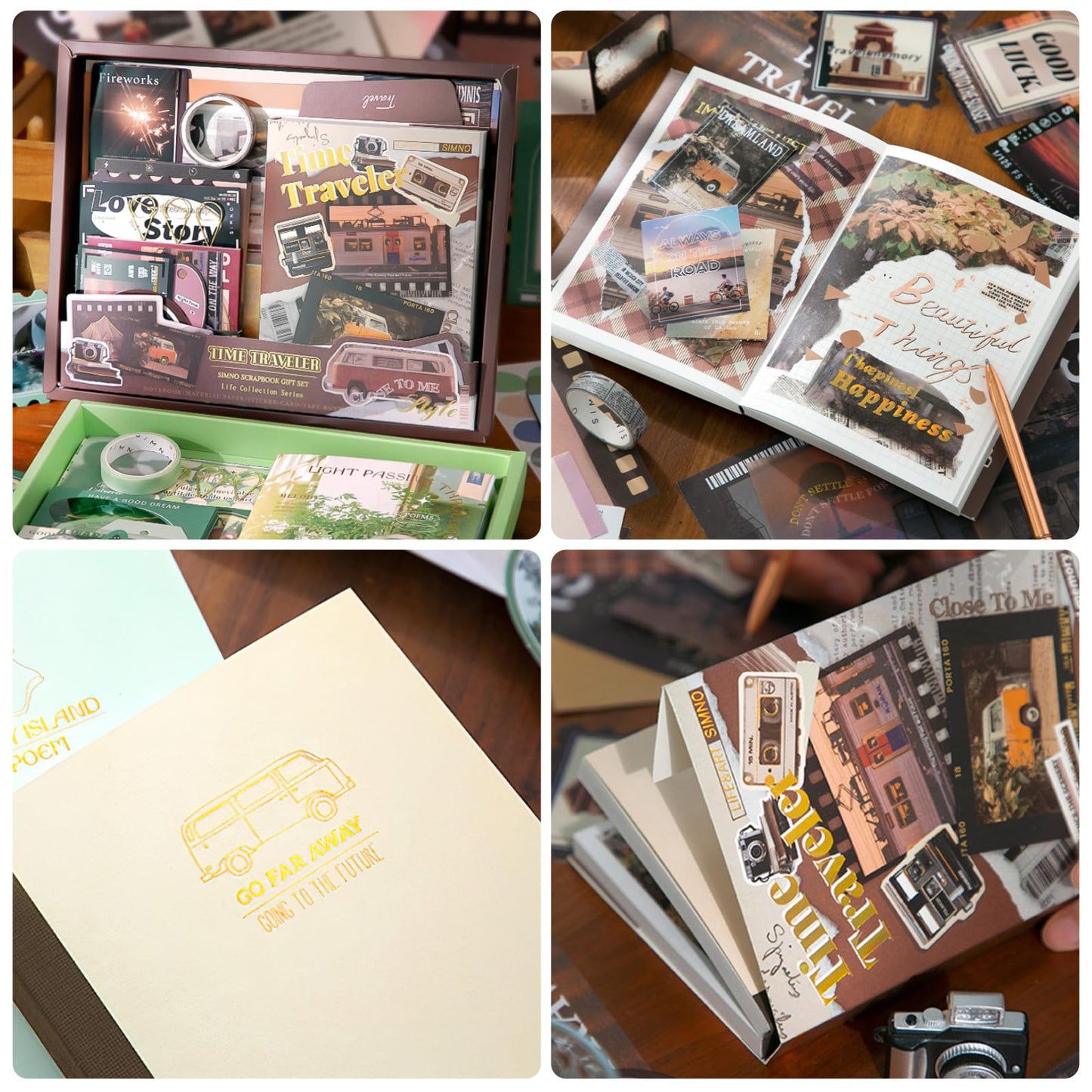 Scrapbook Supplies Kit, Vintage Junk journaling Supplies, Scrapbooking Kit with Aesthetic Ephemera Stickers, Stationary Set, Bullet Journaling Kit, Collage Craft Supplies Gift for Adults Women Starter