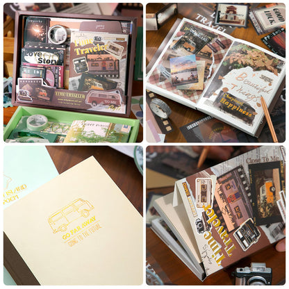 Scrapbook Supplies Kit, Vintage Junk journaling Supplies, Scrapbooking Kit with Aesthetic Ephemera Stickers, Stationary Set, Bullet Journaling Kit, Collage Craft Supplies Gift for Adults Women Starter