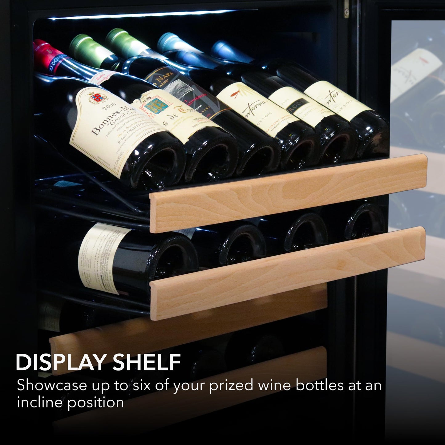Whynter BWR-1642DZ 164 Built-in or Freestanding Stainless Steel Dual Zone Compressor Large Capacity Wine Refrigerator Rack for Open Bottles and LED Display, Black
