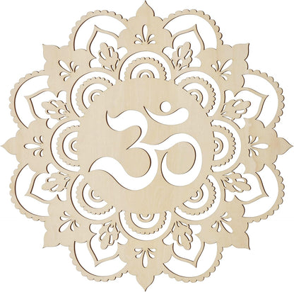 Fourth Level MFG 12" Sacred Om Wood Wall Art - Sacred Geometry Mandala, Zen Home Decoration for Yoga and Meditation