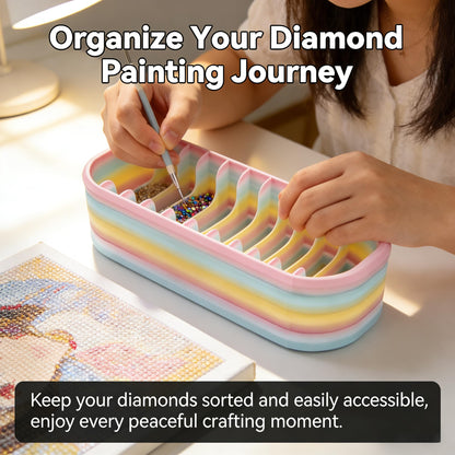 Rainbow Diamond Painting Storage Box with 10 Compartments - Portable Bead Organizer for Diamond Art Kits, Rhinestone & Craft Supplies, Diamond Painting Accessories and Tools