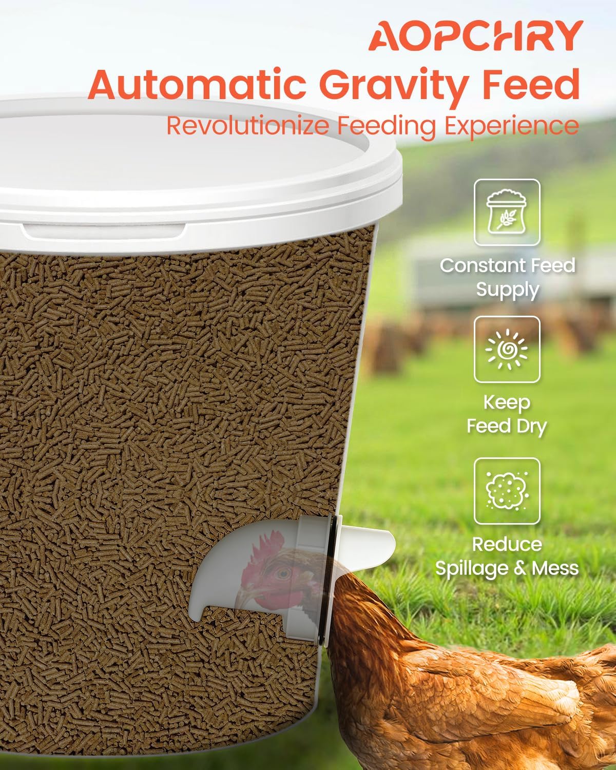 Aopchry [8 Pack] Automatic Chicken Feeder (White), Chicken Feeders No Waste Feed, Egg Shaped Thickened Design