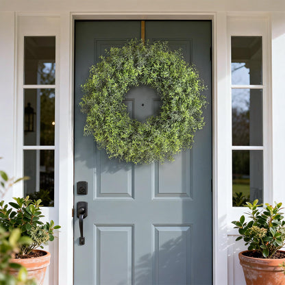 26" Large Artificial Rosemary Wreath for Front Door - UV Resistant Realistic Rosemary Plant, Fake Spring/Summer Greenery Wreath for Wall Window Farmhouse Fireplace Decor