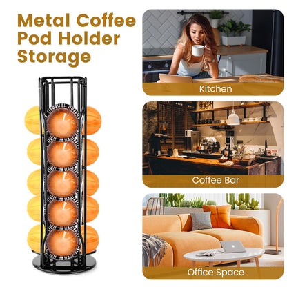 Coffee Pod Stand Holder for Nespresso Vertuoline 20 Pods, Coffee Bar Vertuo Pod Organizer Rack, 360° Rotating Coffee Capsule Holds Storage, 20 Pods Holder Spinner for Nespresso Vertuo Line (Black)