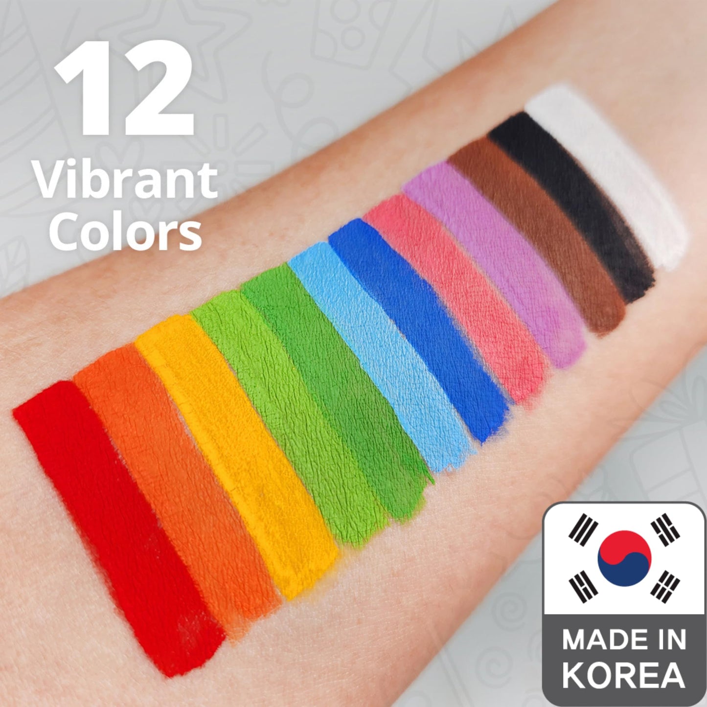 Grida Kids Friendly Face Paint - Professional Party Face Painting Kit for Kids with 12 Vibrant Colors with Double White - Easy to Remove, Vegan, Cruelty-Free Set with Palette & Art Brushes
