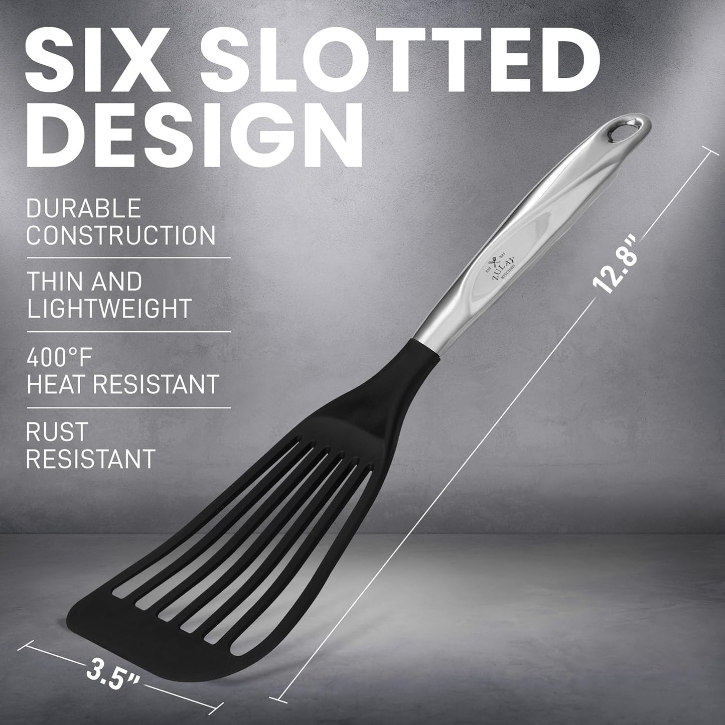 Zulay Kitchen Premium Fish Spatula: Stainless Steel Slotted Turner, Non-Stick & Easy to Clean, Perfect for Cooking